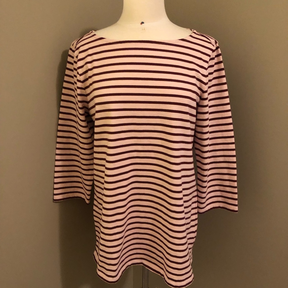 Lands End Striped Red and White Long Sleeve Top Size Medium